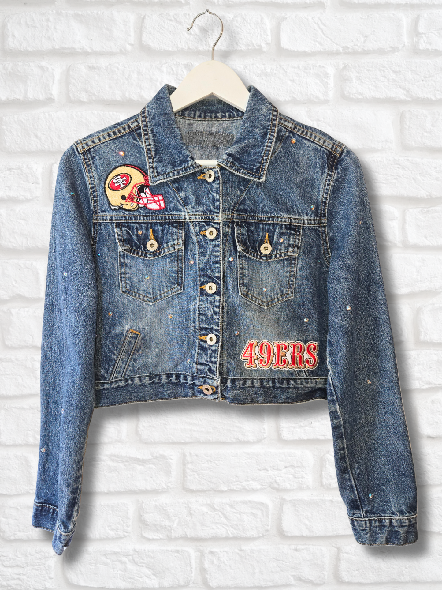 San Francisco 49ers Crop Denim Jacket