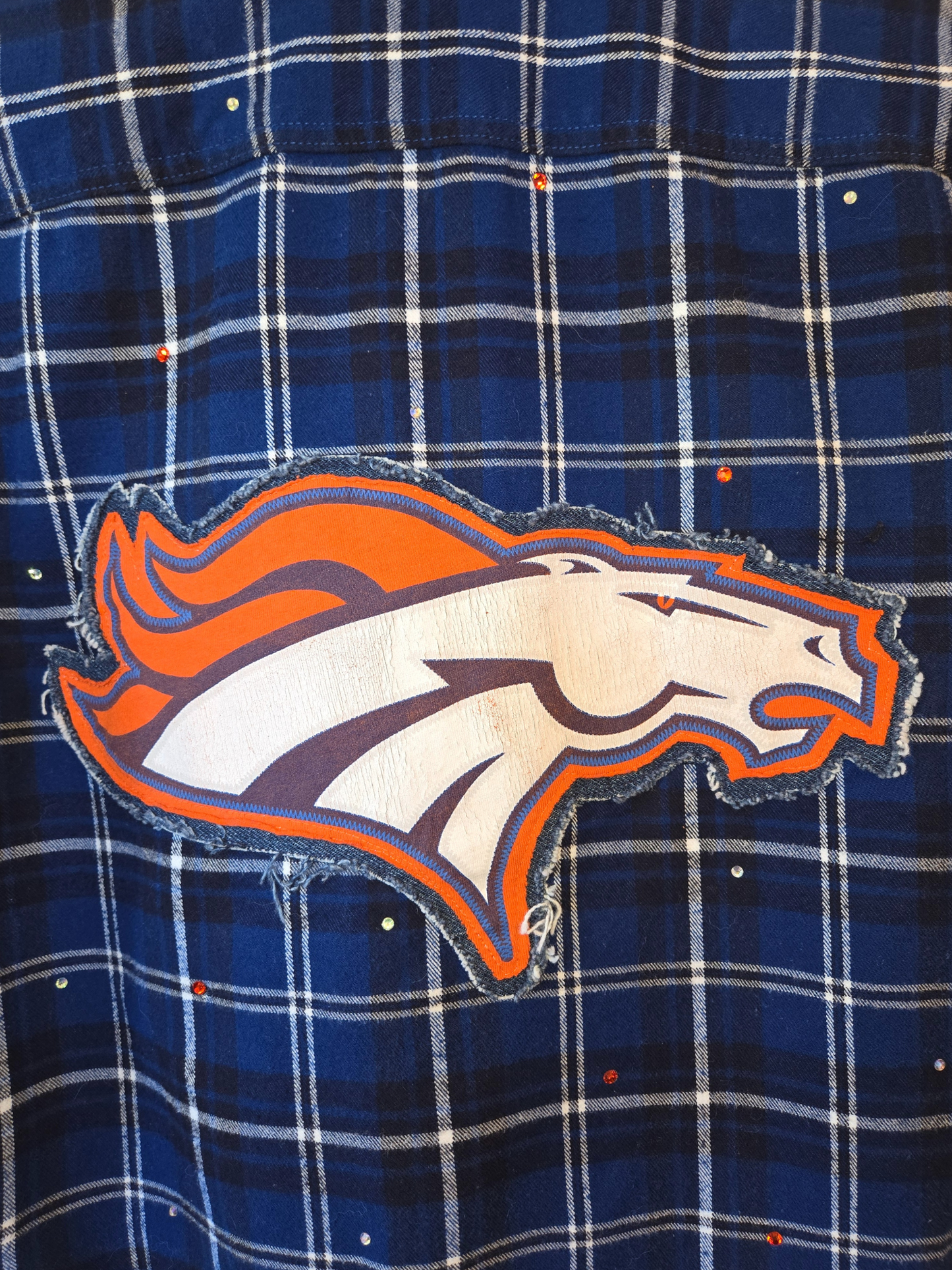 Denver Broncos Crop Rhinestone Flannel