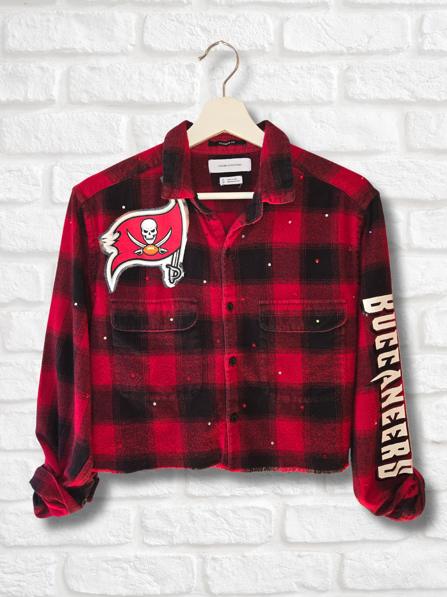 Tampa Bay Buccaneers Crop Rhinestone Flannel