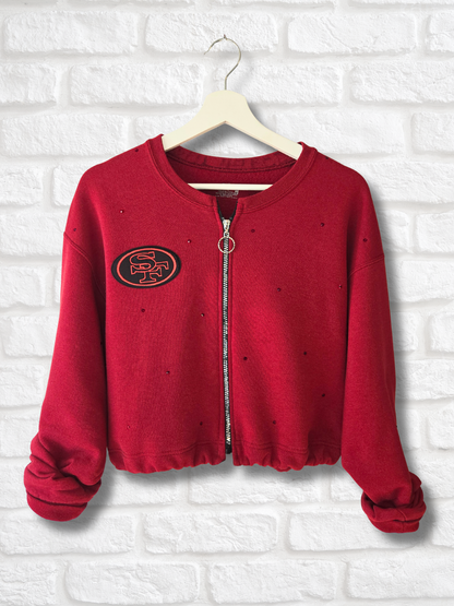 San Francisco 49ers Crop Zip-Up Sweatshirt