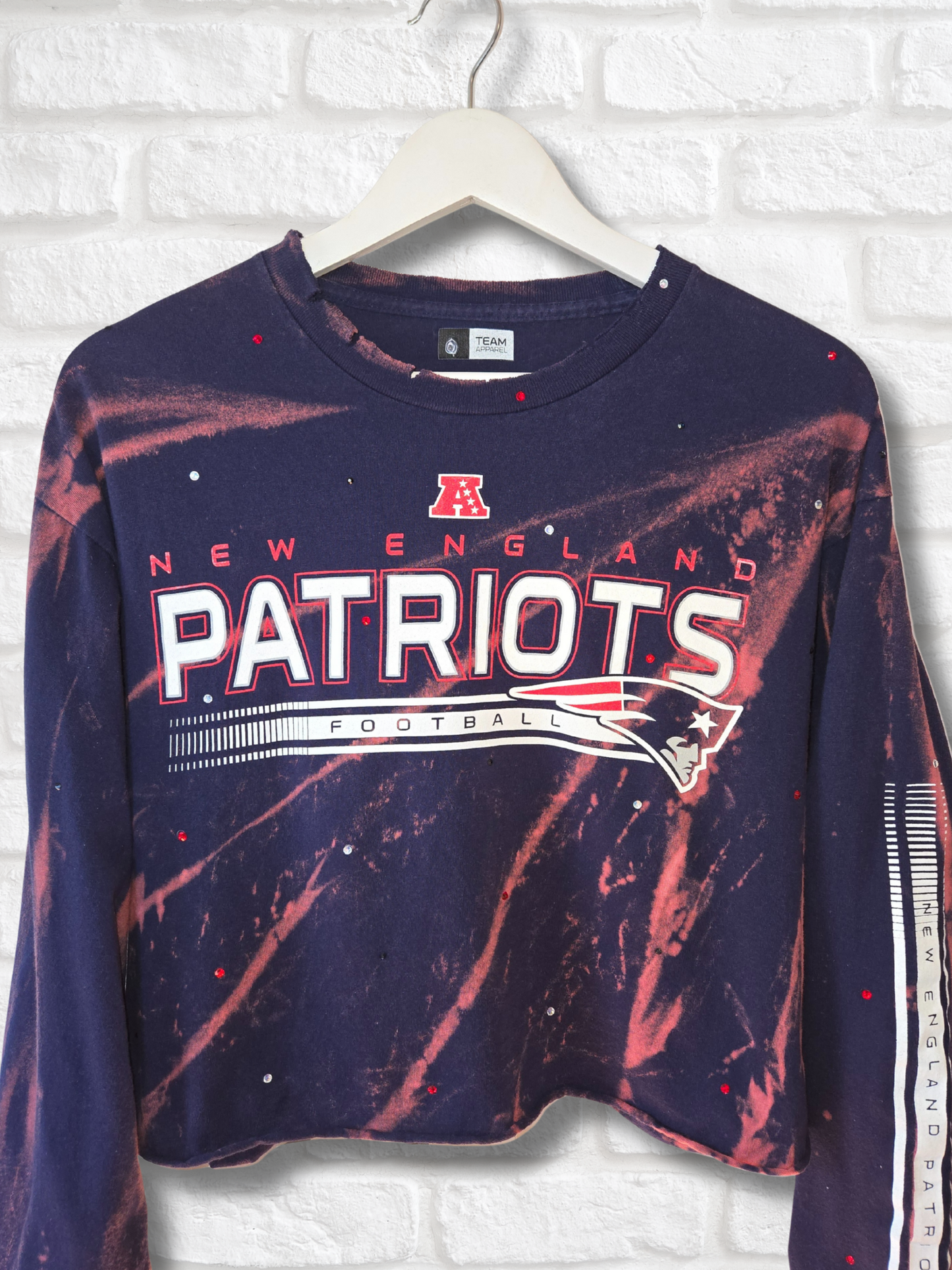 New England Patriots Long Sleeve Crop Top
