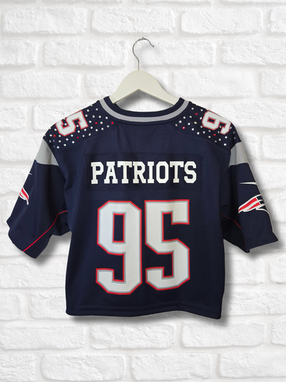New England Patriots Rhinestone Crop Jersey