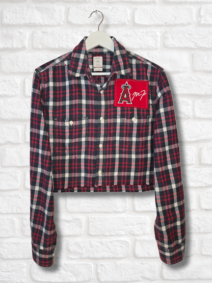 Los Angeles Angels Rhinestone Crop Flannel - Medium