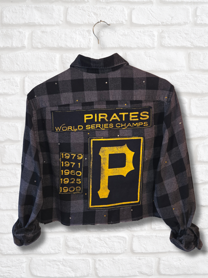 Pittsburgh Pirates Rhinestone Crop Flannel