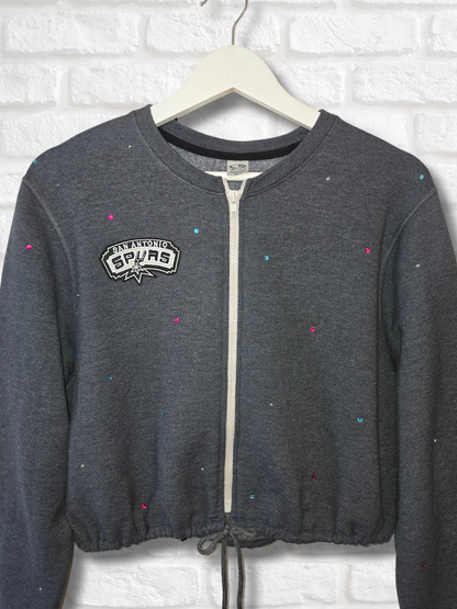 San Antonio Spurs Crop Zip-Up Sweatshirt - Small/Medium