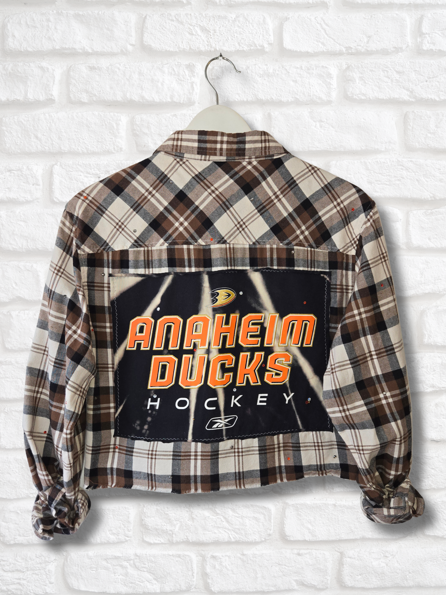 Anaheim Ducks Rhinestone Crop Flannel - Medium