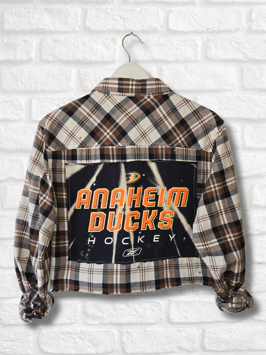 Anaheim Ducks Rhinestone Crop Flannel - Medium