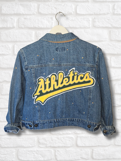 Vegas Athletics Crop Denim Jacket- Small/Medium