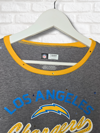 Los Angeles Chargers Ruffle Crop Top - Large