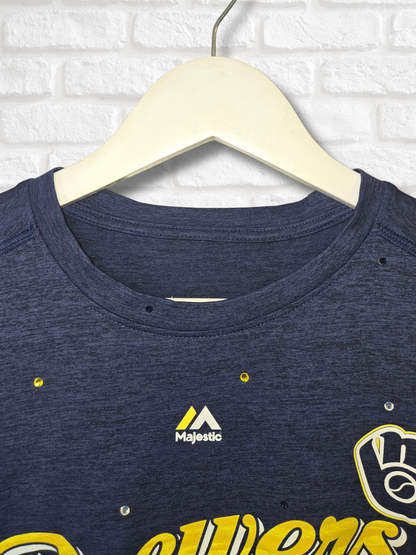 Milwaukee Brewers Ruffle Crop Top- Small