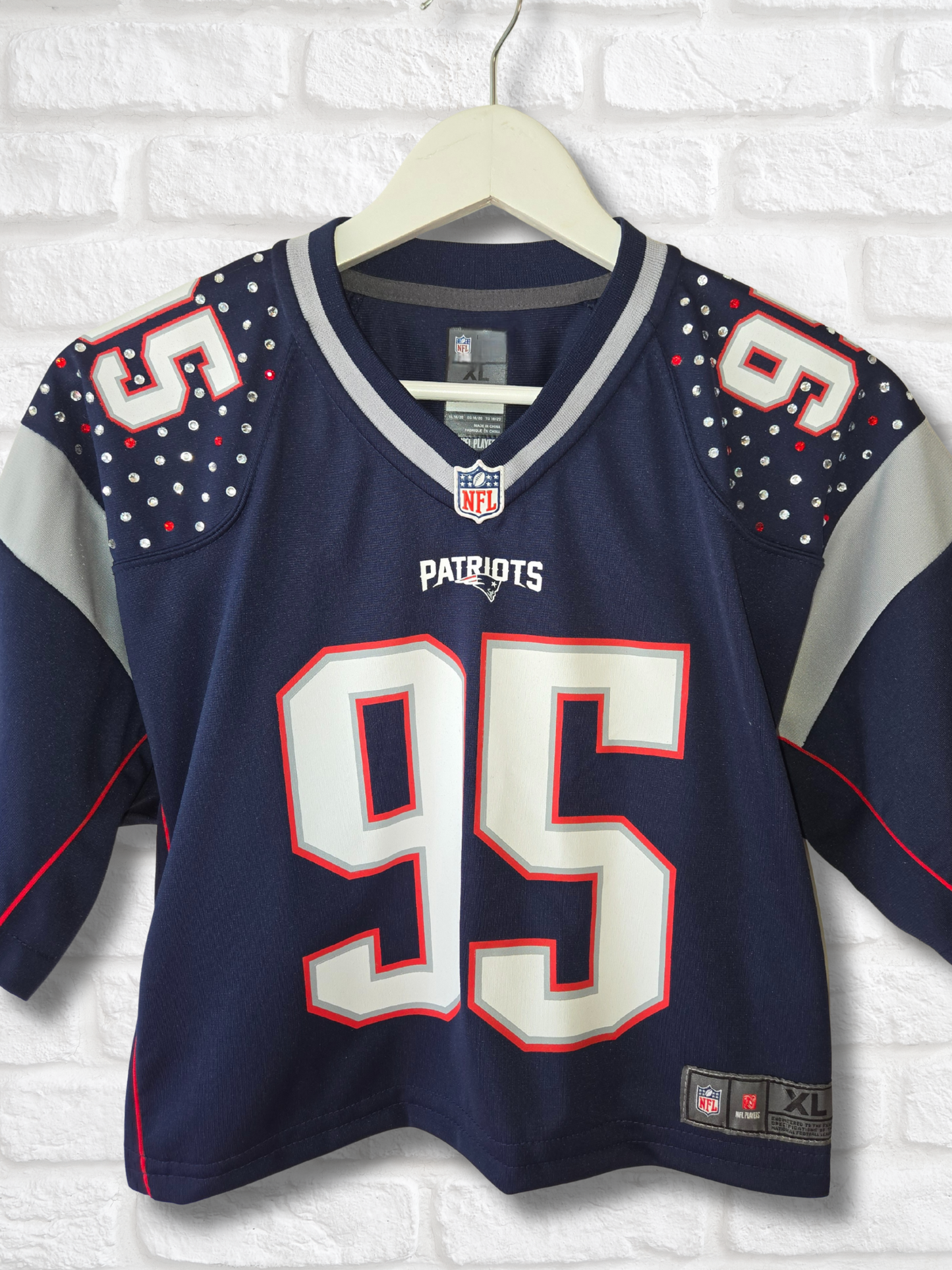 New England Patriots Rhinestone Crop Jersey