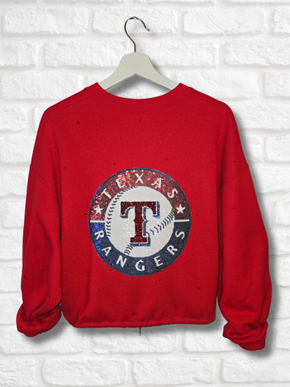Texas Rangers Crop Zip-Up Sweatshirt