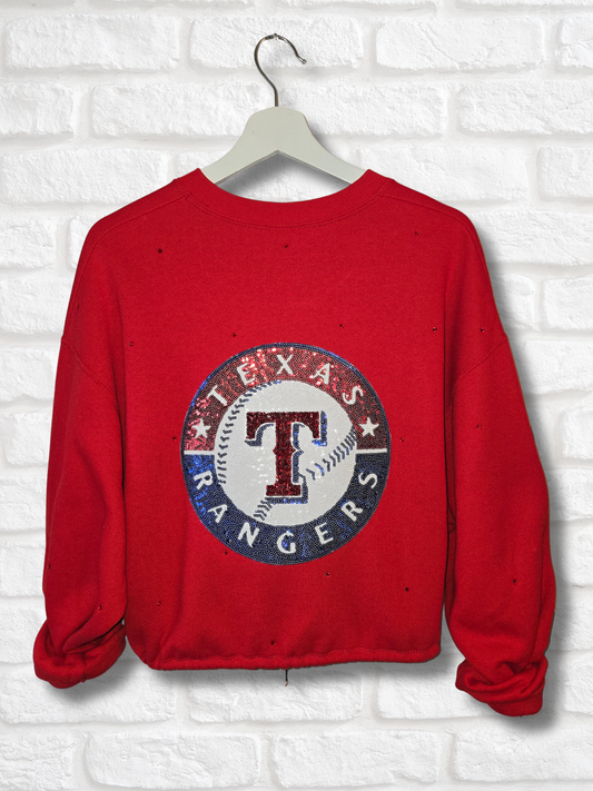 Texas Rangers Crop Zip-Up Sweatshirt