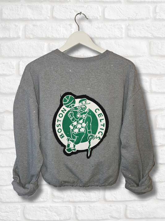 Boston Celtics Crop Zip-Up Sweatshirt - M/L