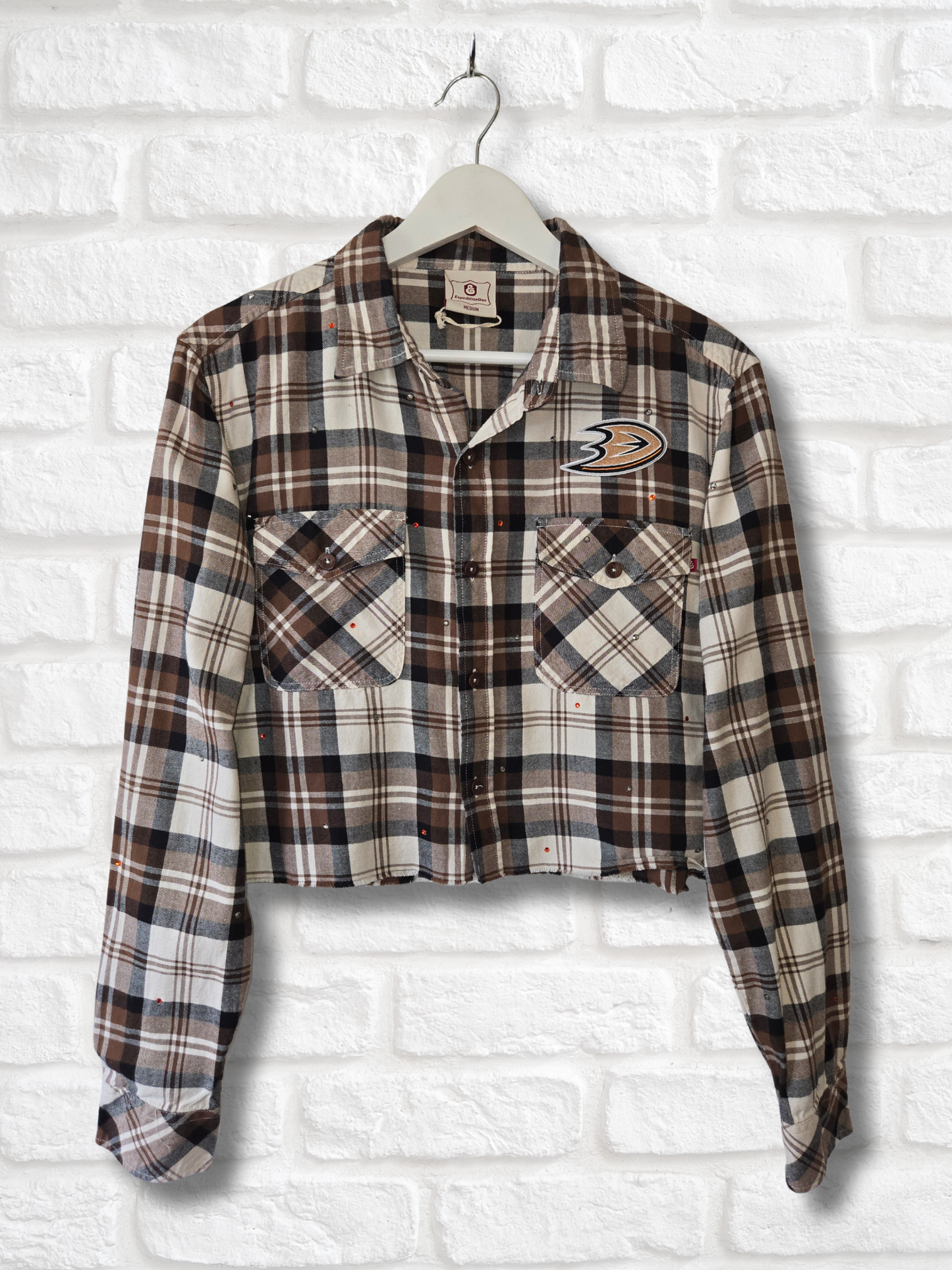 Anaheim Ducks Rhinestone Crop Flannel - Medium