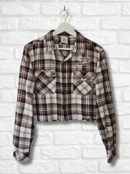 Anaheim Ducks Rhinestone Crop Flannel - Medium