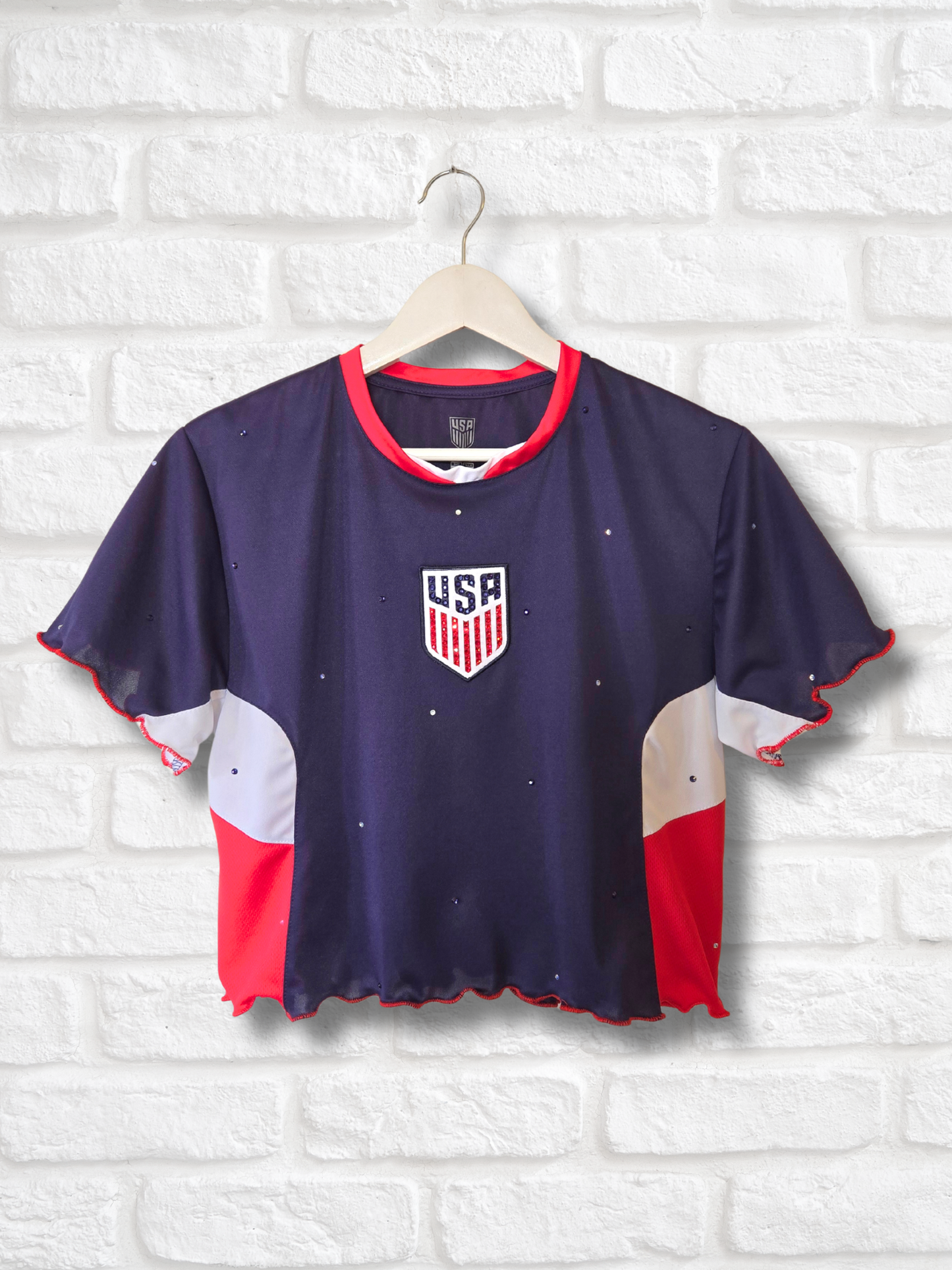 Team USA Ruffle Crop Top- Large