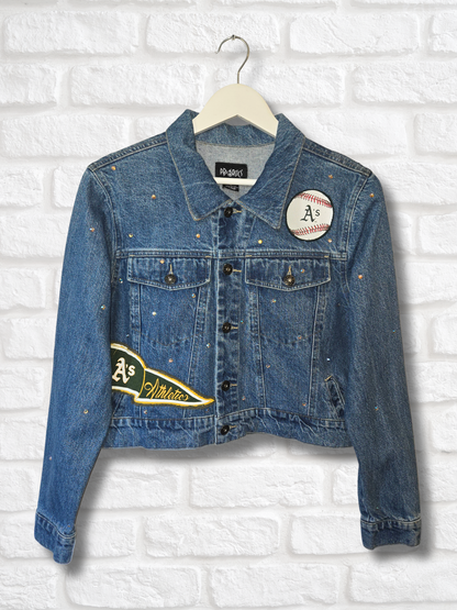 Vegas Athletics Crop Denim Jacket- Small/Medium