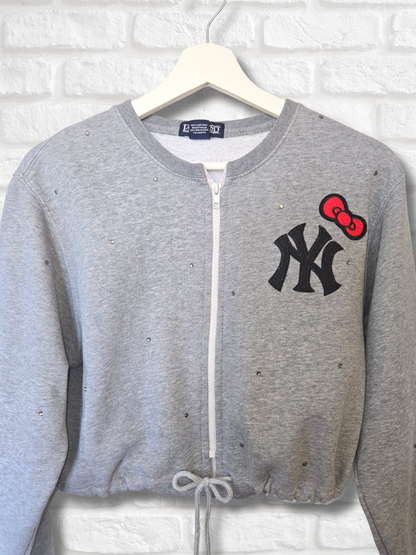 Yankees HK Crop Zip-Up Sweatshirt- Medium
