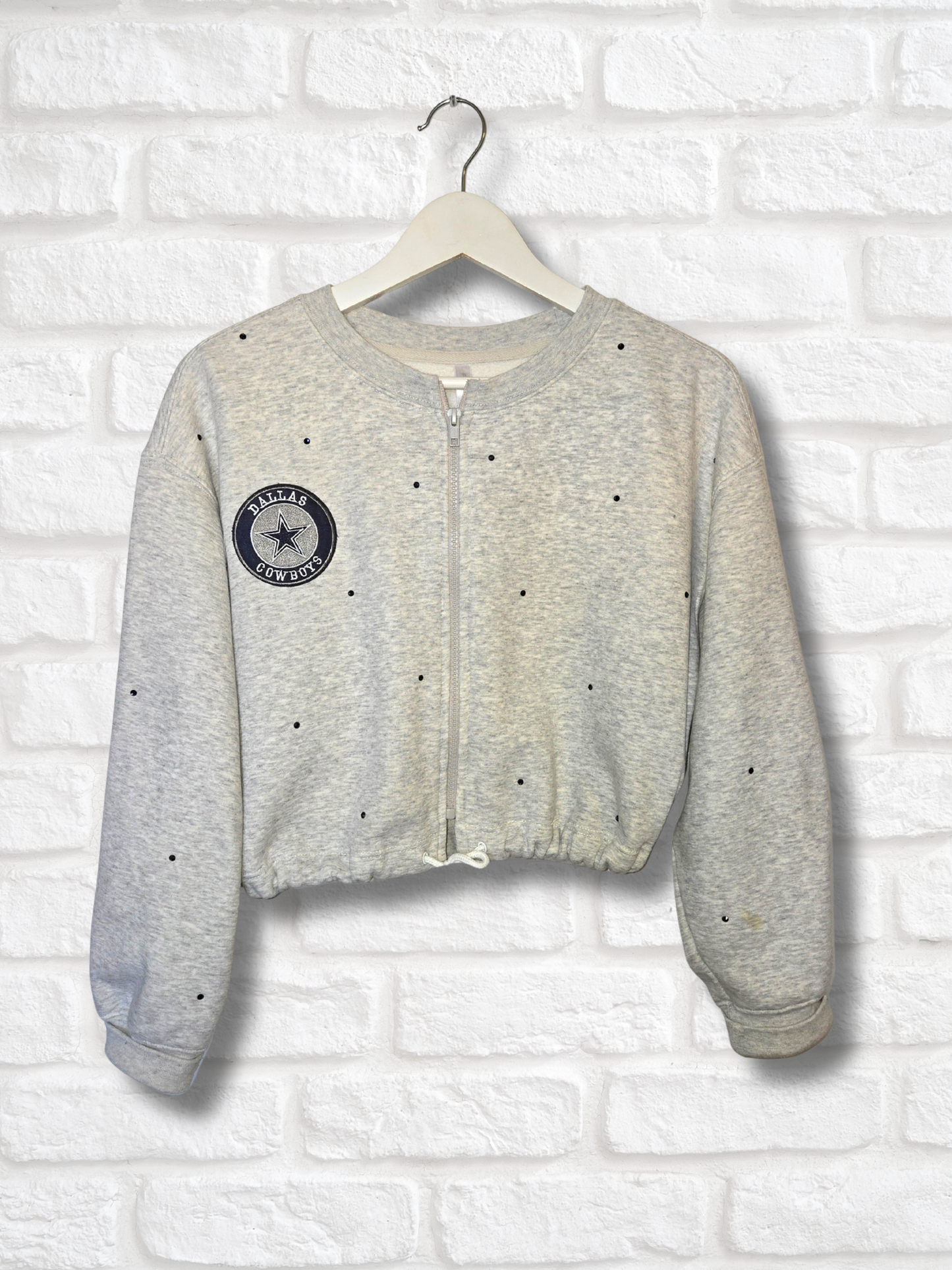 Dallas Cowboys Crop Zip-Up Sweatshirt- Medium