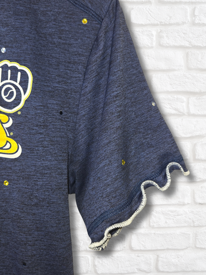 Milwaukee Brewers Ruffle Crop Top- Small