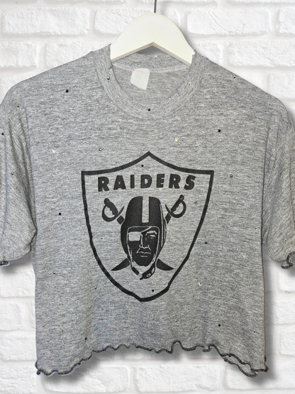 Las Vegas Raiders Ruffle Crop Top- Large