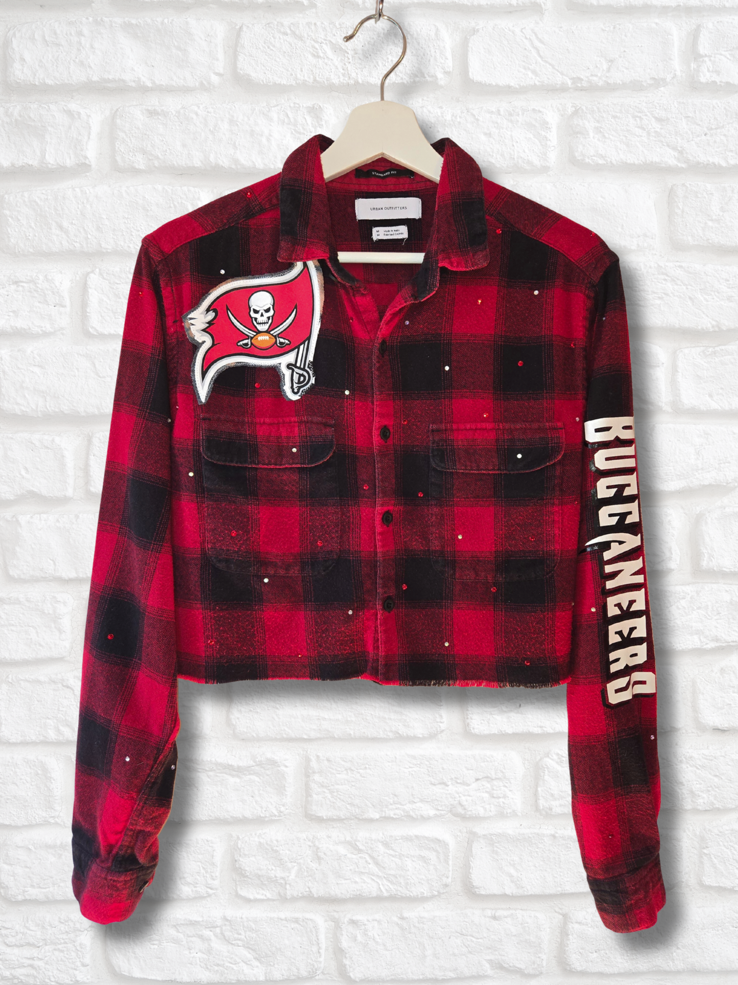 Tampa Bay Buccaneers Crop Rhinestone Flannel