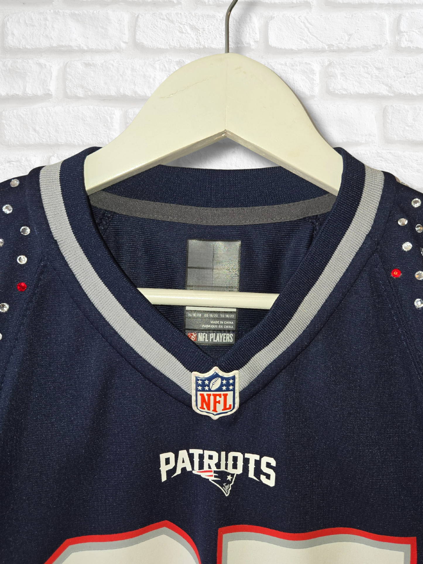 New England Patriots Rhinestone Crop Jersey