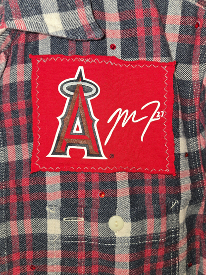 Los Angeles Angels Rhinestone Crop Flannel - Medium