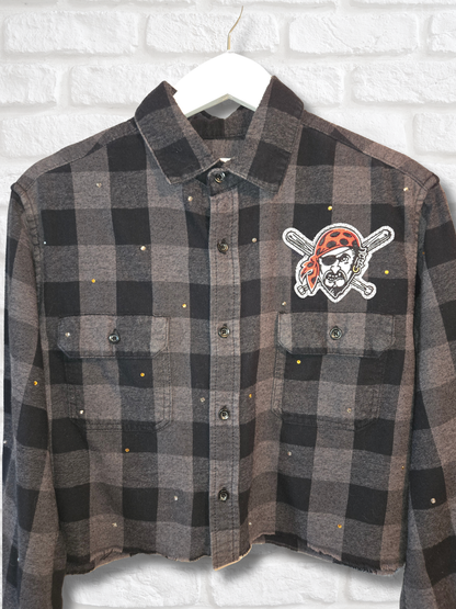Pittsburgh Pirates Rhinestone Crop Flannel