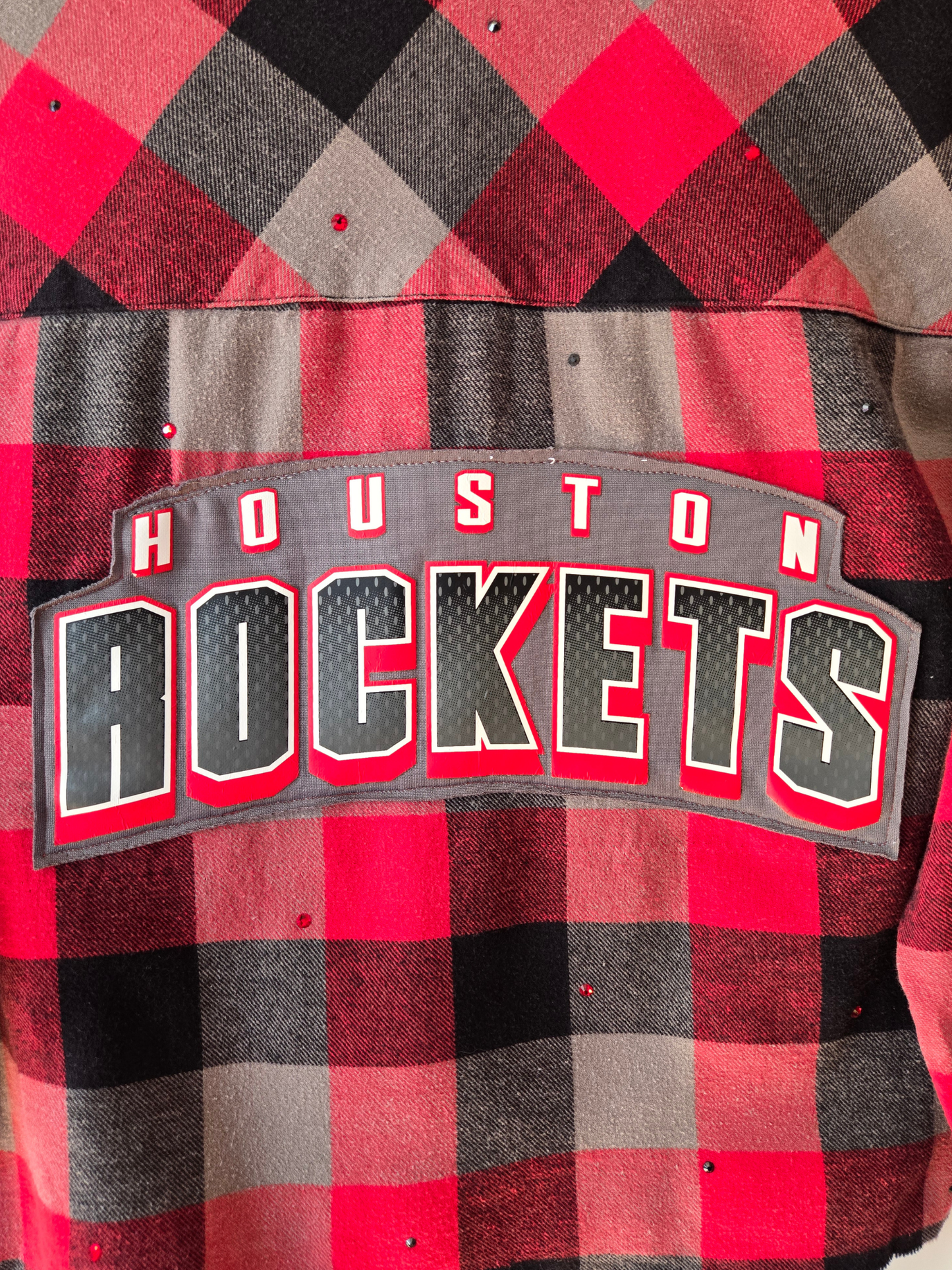 Houston Rockets Rhinestone Crop Flannel - Medium