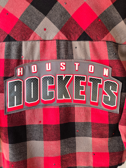 Houston Rockets Rhinestone Crop Flannel - Medium