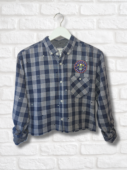Denver Nuggets Rhinestone Crop Flannel - Medium