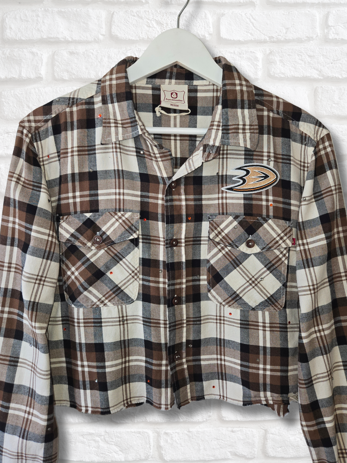 Anaheim Ducks Rhinestone Crop Flannel - Medium