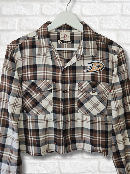 Anaheim Ducks Rhinestone Crop Flannel - Medium