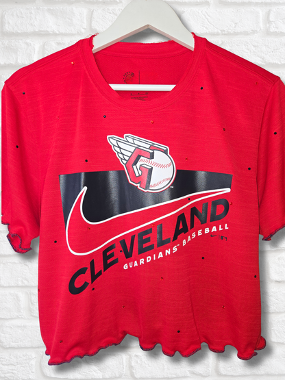 Cleveland Guardians Ruffle Crop Top - S/M