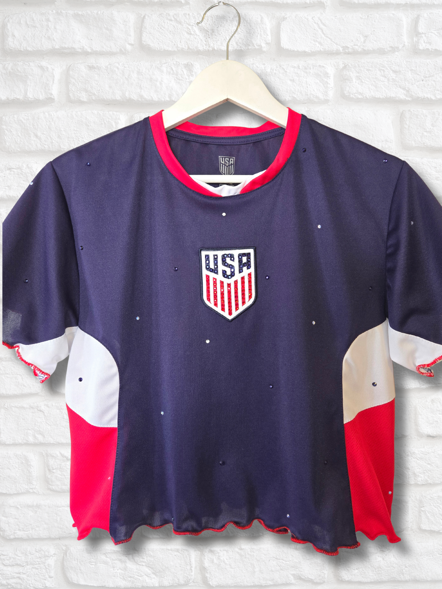 Team USA Ruffle Crop Top- Large