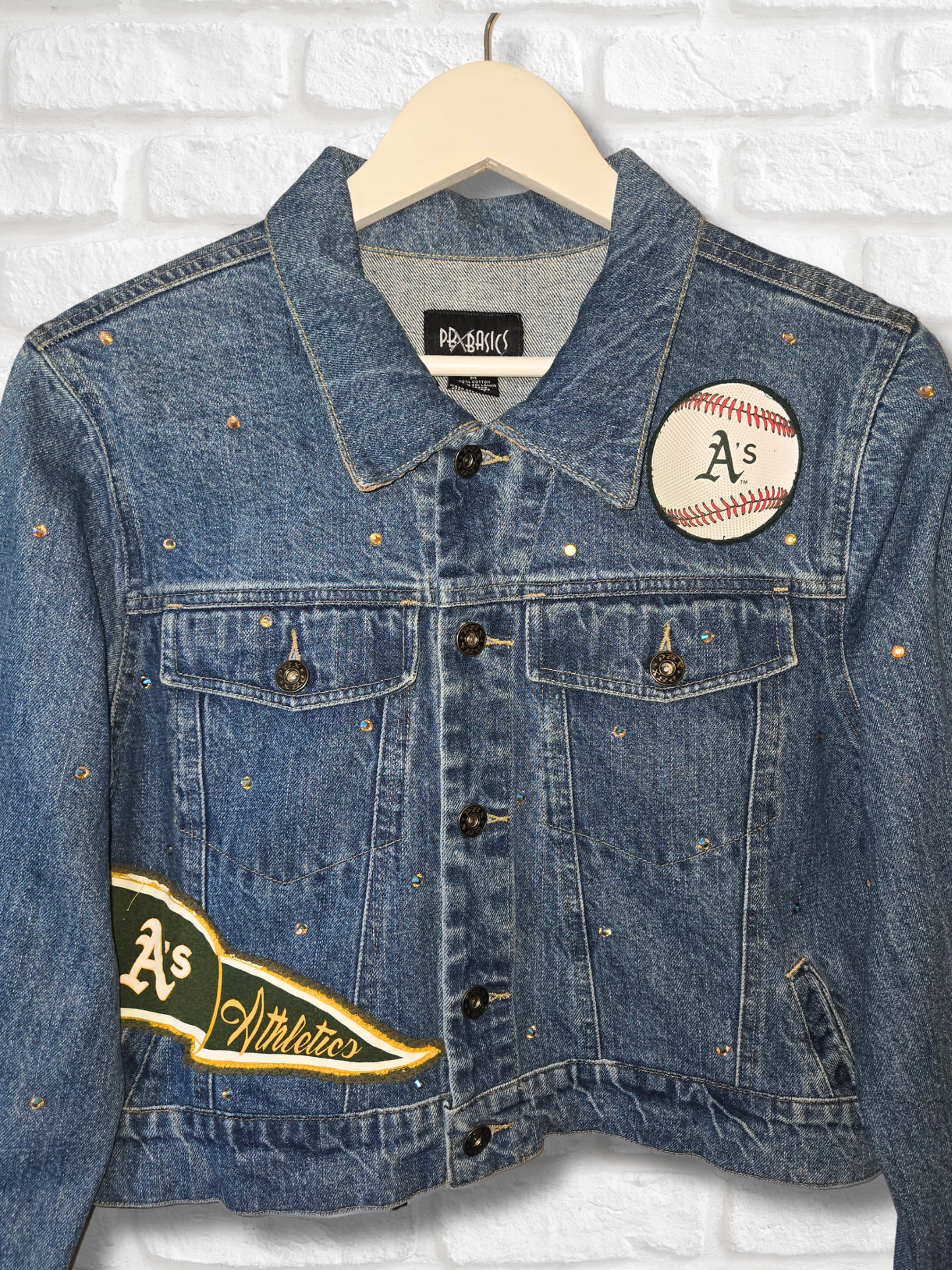 Vegas Athletics Crop Denim Jacket- Small/Medium