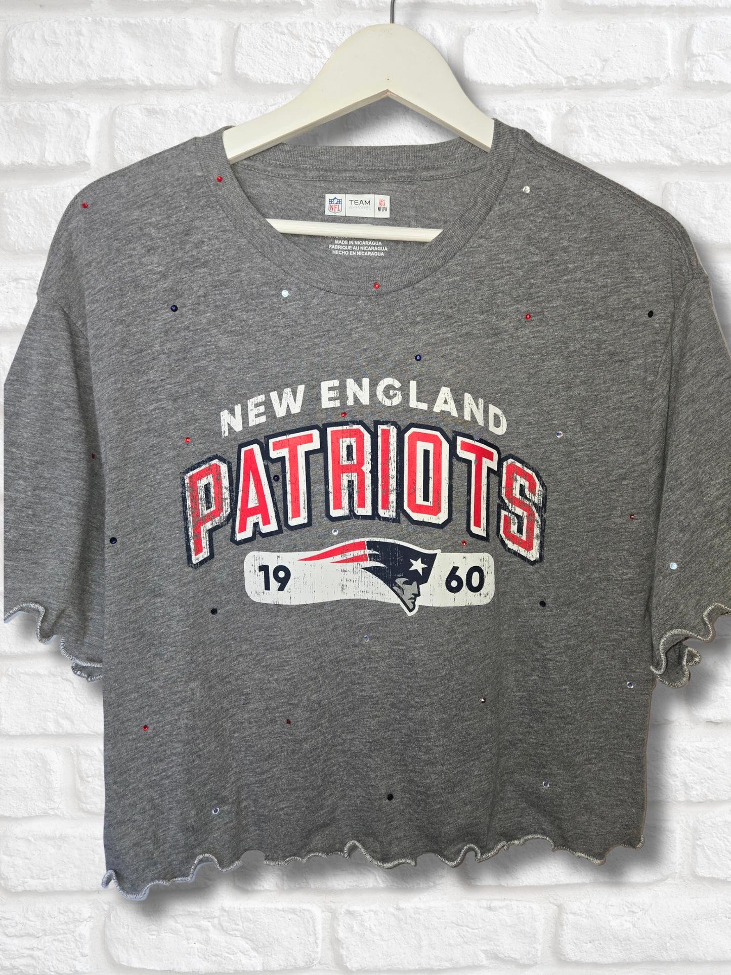 New England Patriots Ruffle Crop Top - XL