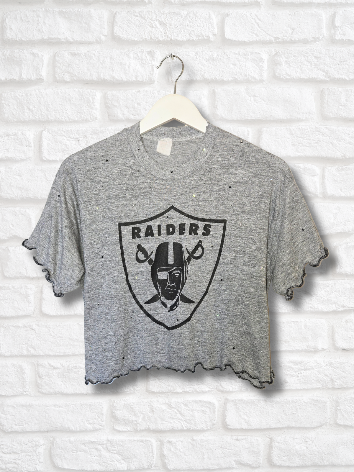 Las Vegas Raiders Ruffle Crop Top- Large