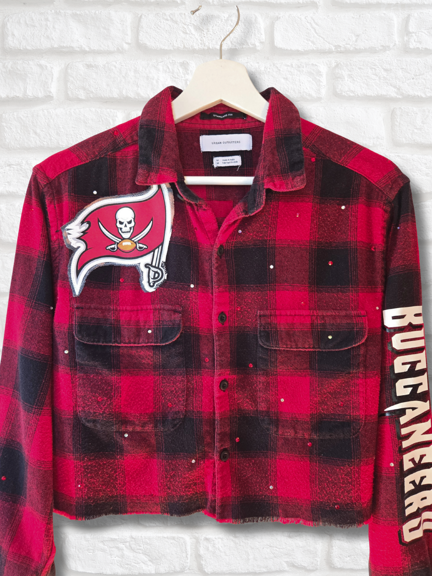 Tampa Bay Buccaneers Crop Rhinestone Flannel