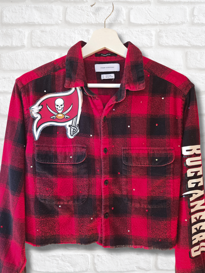 Tampa Bay Buccaneers Crop Rhinestone Flannel