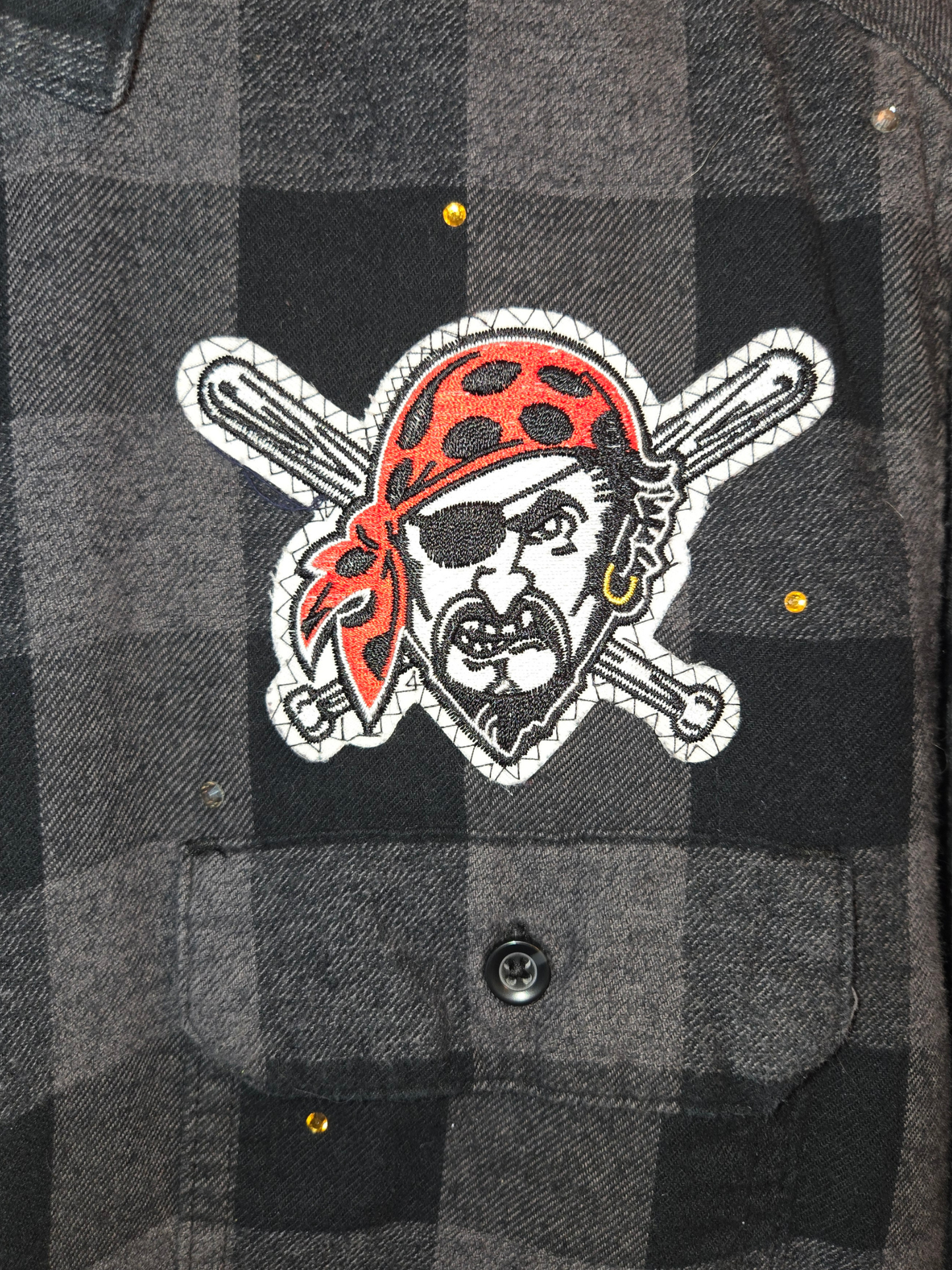 Pittsburgh Pirates Rhinestone Crop Flannel