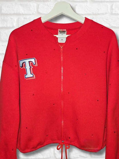 Texas Rangers Crop Zip-Up Sweatshirt