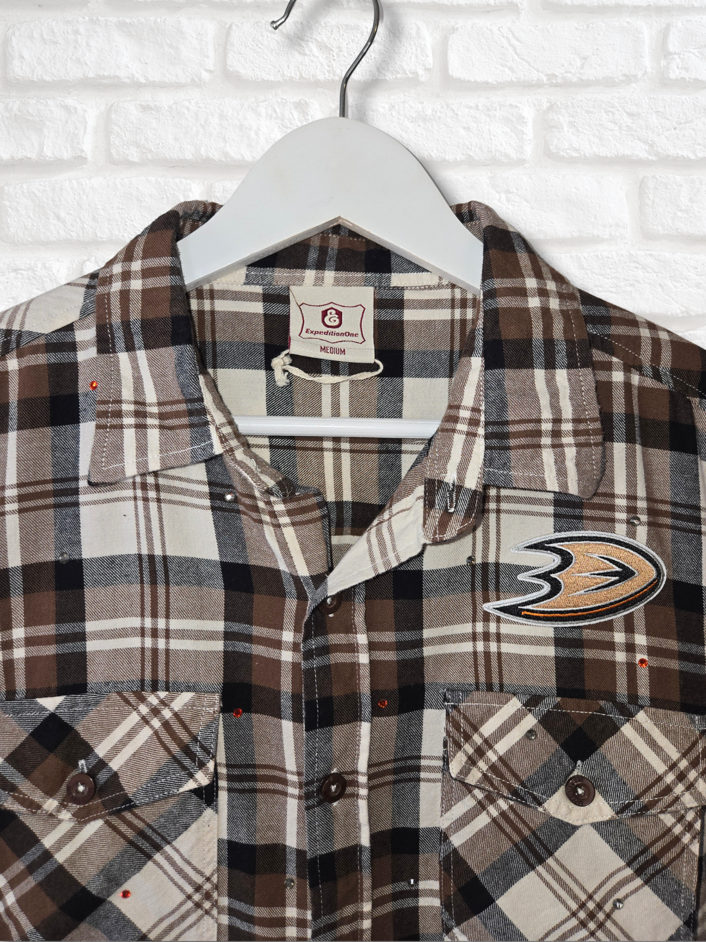 Anaheim Ducks Rhinestone Crop Flannel - Medium
