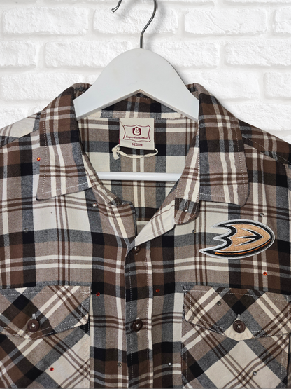 Anaheim Ducks Rhinestone Crop Flannel - Medium
