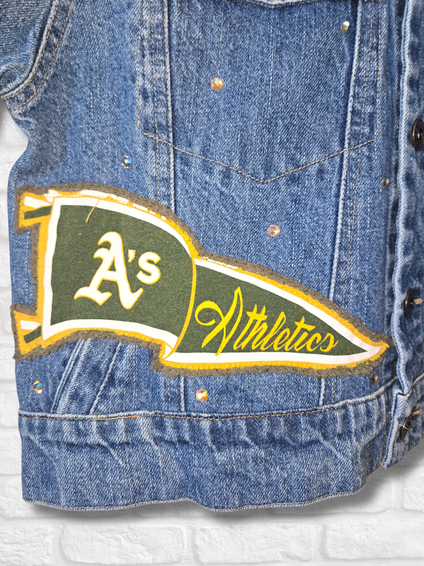 Vegas Athletics Crop Denim Jacket- Small/Medium