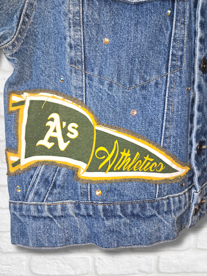 Vegas Athletics Crop Denim Jacket- Small/Medium