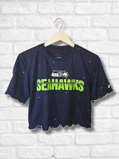 Seattle Seahawks Ruffle Crop Top - Medium