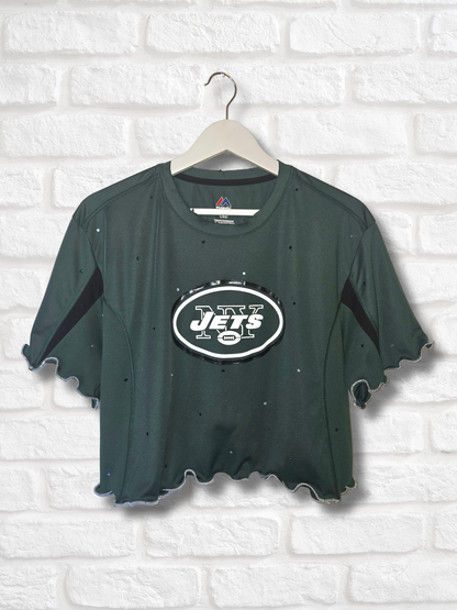 New York Jets Ruffle Crop Top - Large